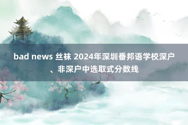 bad news 丝袜 2024年深圳番邦语学校深户、非深户中选取式分数线